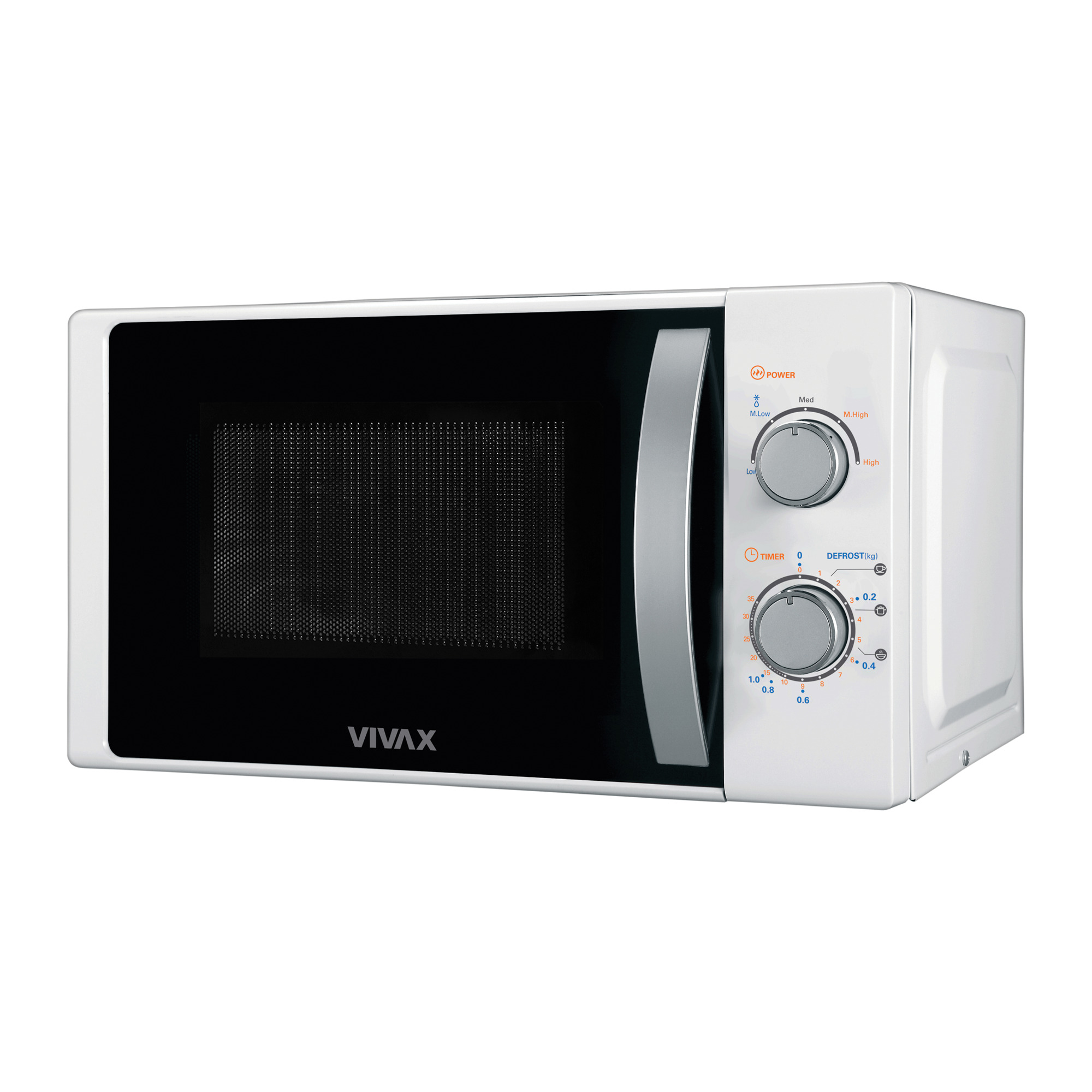 Cuptor cu microunde Vivax MWO-2078, 700W, 20L, dezghetare, timer, mecanic, alb