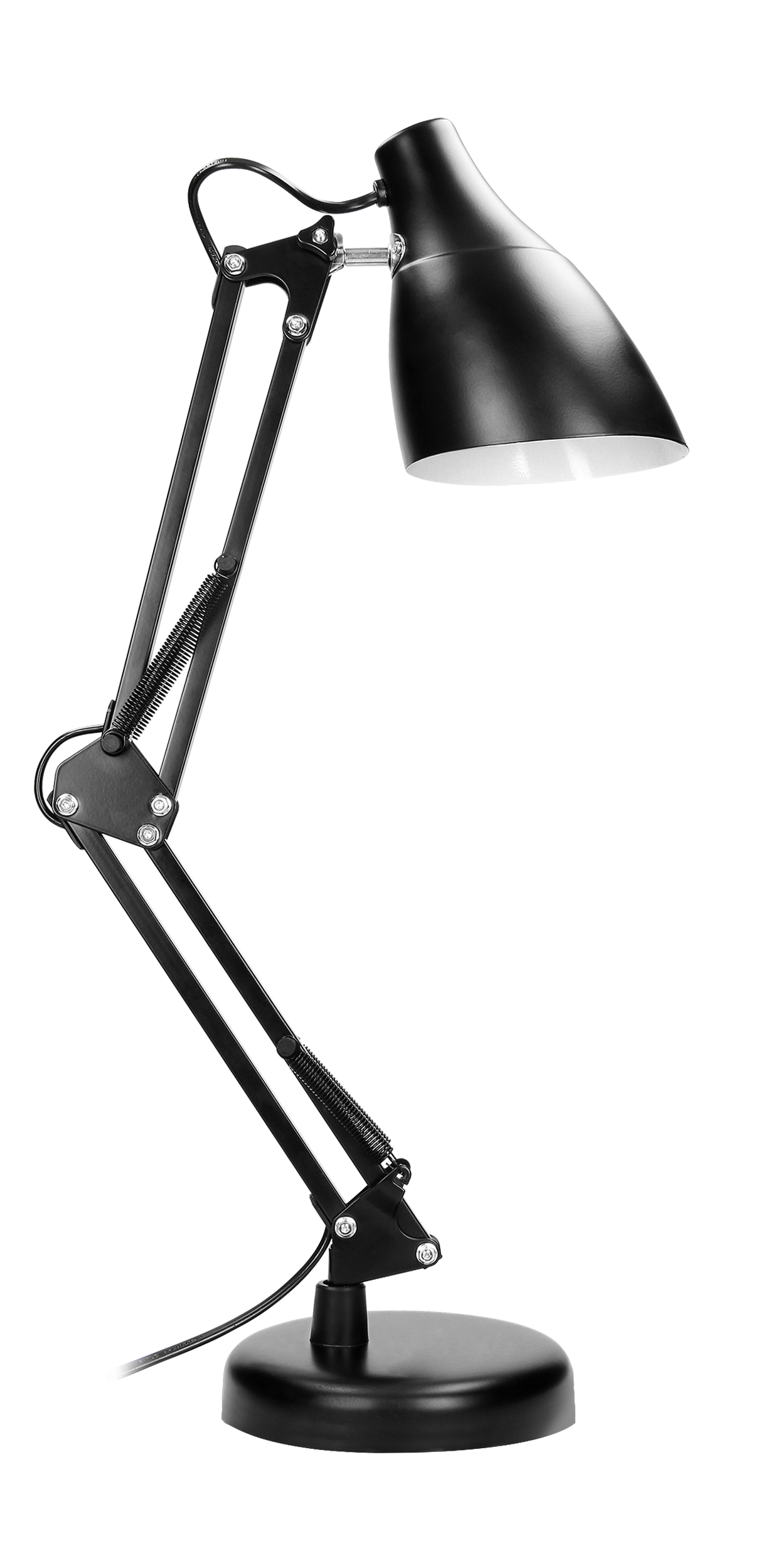 Lampa de birou VIRONE DIAN DL-1/B, E27, 60 W, 3 articulatii mobile, cablu 110 cm cu comutator, otel, negru
