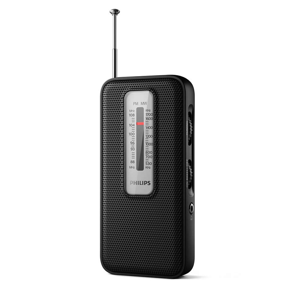 Radio portabil Philips TAR1506/00, FM/MW, antena telescopica, 2 x AAA, negru
