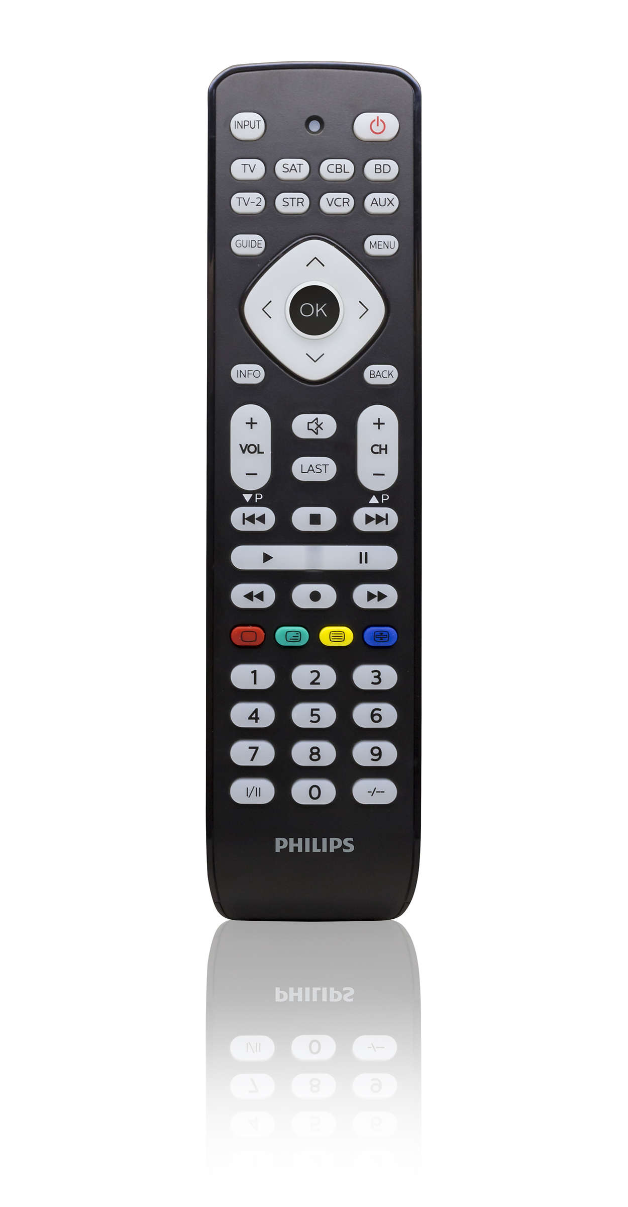 Telecomanda universala Philips SRP2018/10, TV, TV2, Blu-ray, CBL, SAT, STR, VCR, Aux, neagra