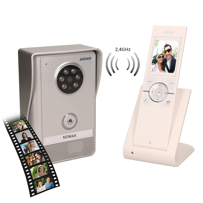 Videointerfon SEMIS MEMO ORNO OR-VID-XE-1051/W, color, wireless, display LCD 2.4 ", 3 sonerii, iluminare noaptea, alb