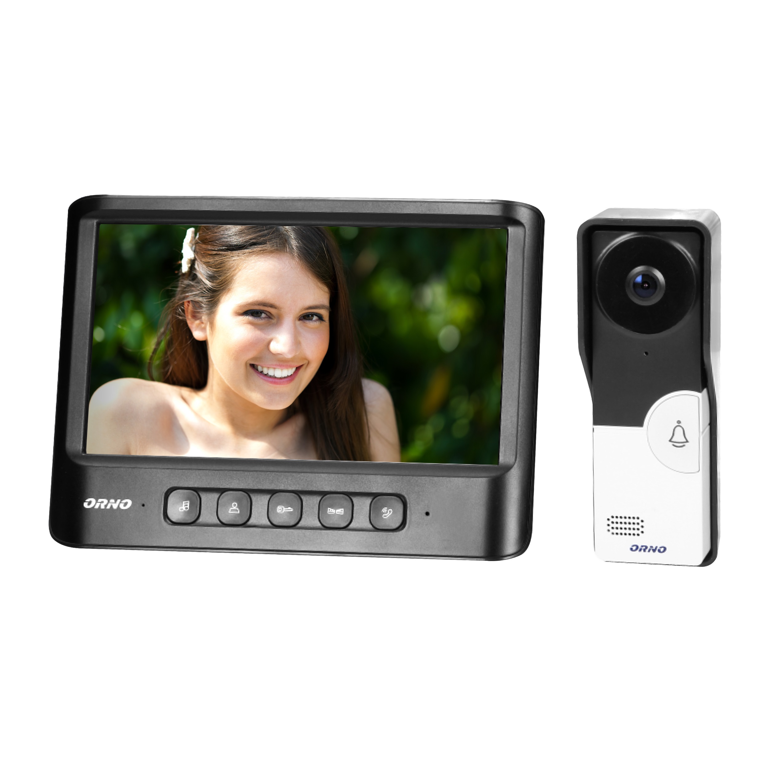 Videointerfon pentru o familie IMAGO ORNO OR-VID-MC-1059/B, color, monitor ultra-plat LCD 7", control automat al portilor, 16 sonerii, infrarosu, negru/alb