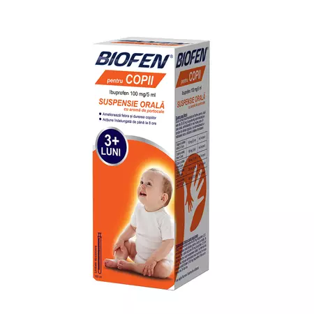 Biofen pentru copii, 100 mg/ 5 ml suspensie orală, 100 ml, Biofarm