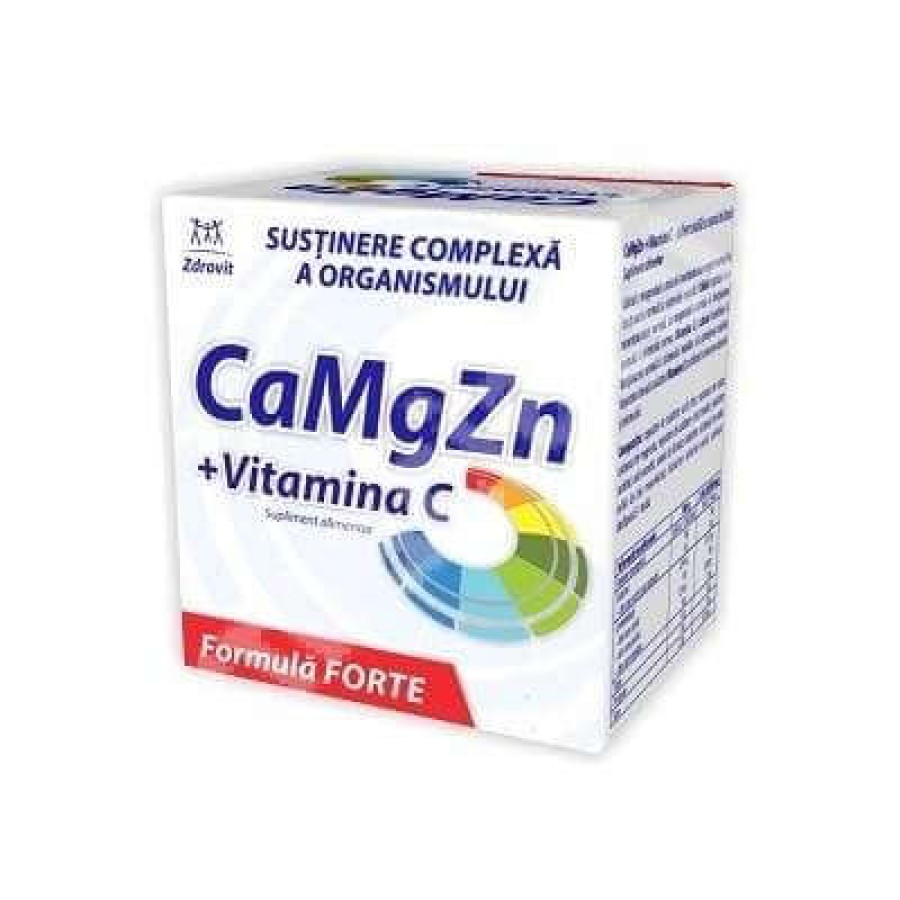 Calciu Magneziu Zinc Vitamina C Forte, 60 Plicuri, Zdrovit