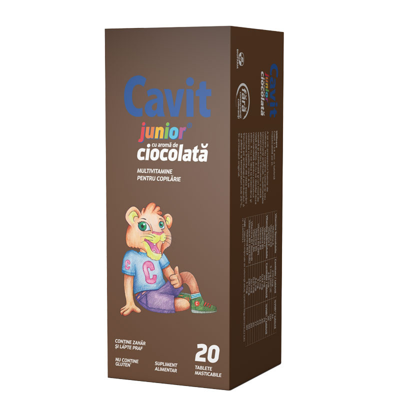 Cavit Junior Ciocolata, 20 tablete masticabile, Biofarm