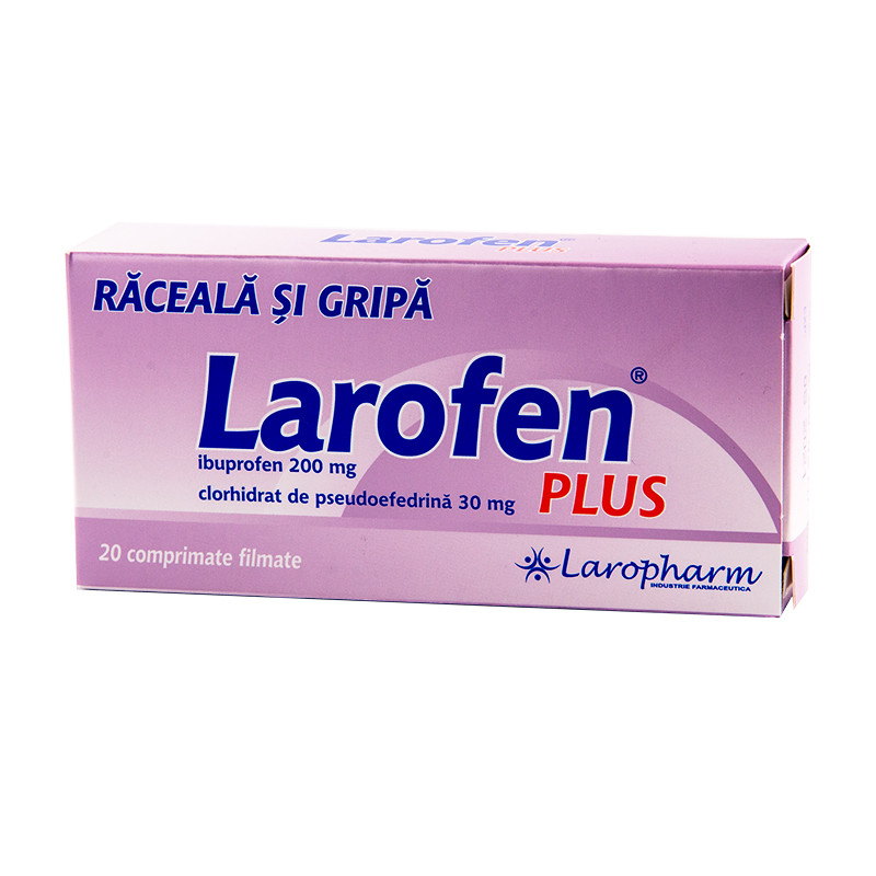 Larofen Plus Raceala si Gripa, 200 mg/30 mg, 20 comprimate filmate, Laropharm