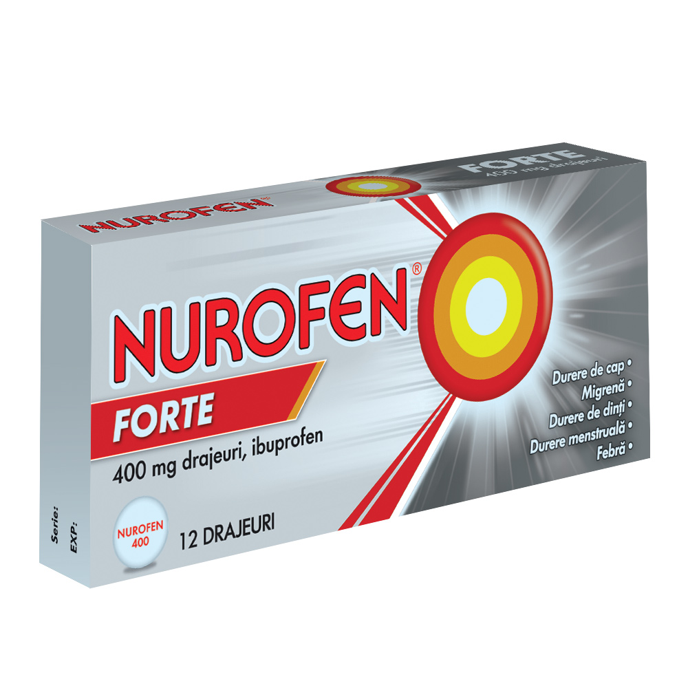 Nurofen Forte 400mg, 12 drajeuri, Reckitt Benkiser