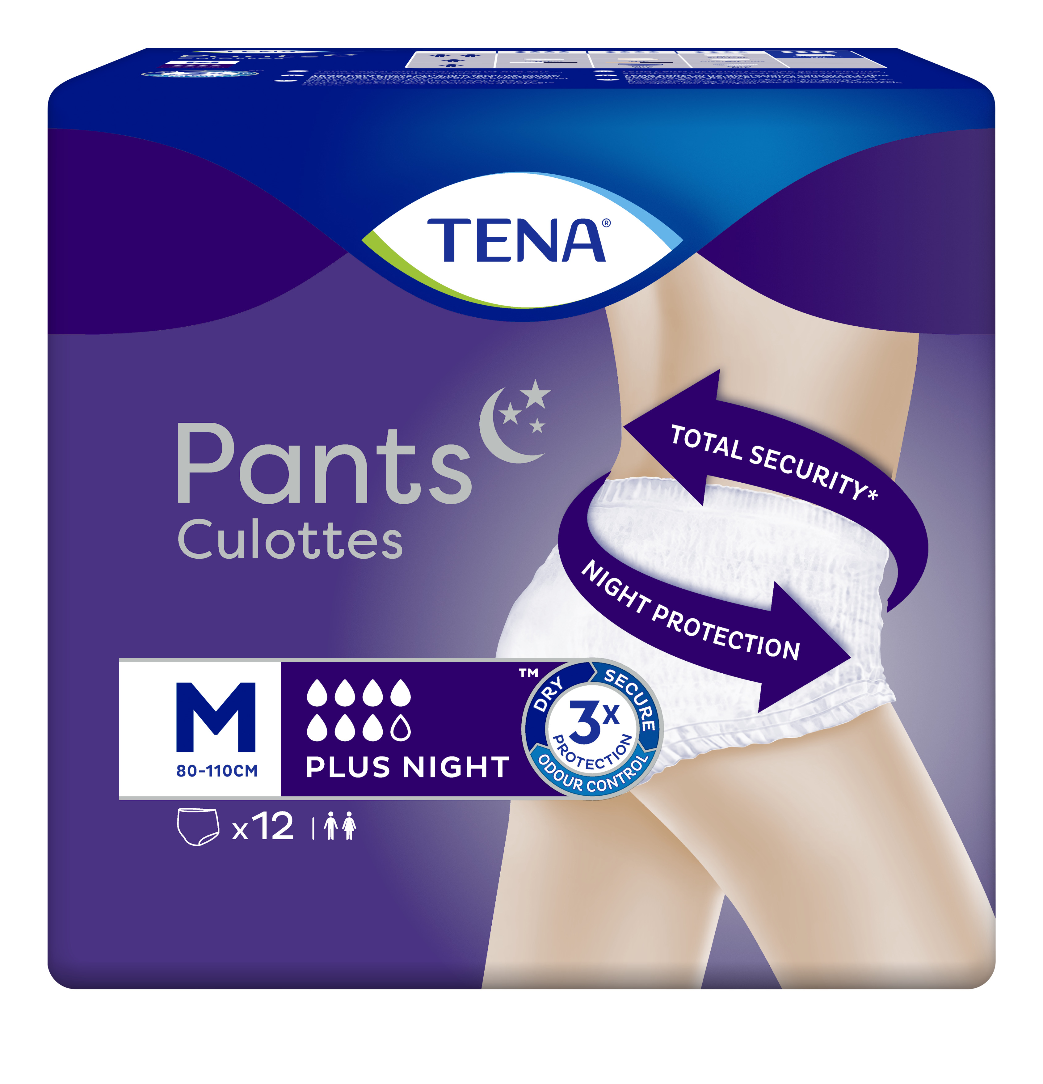 Scutece tip chilot, super absorbante, pentru adulti. TENA Pants Plus Night, Unisex, mărimea M, 12 buc.