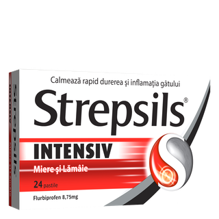 Strepsils Intensiv miere si lamaie, 8,75 mg, 24 pastile, Reckitt Benckiser