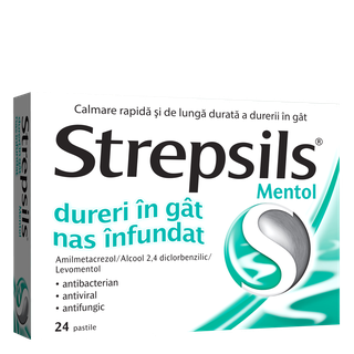 Strepsils Mentol, 24 pastile, Reckitt Benckiser