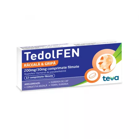 Tedolfen, 200 mg/30 mg, 12 comprimate filmate, Teva