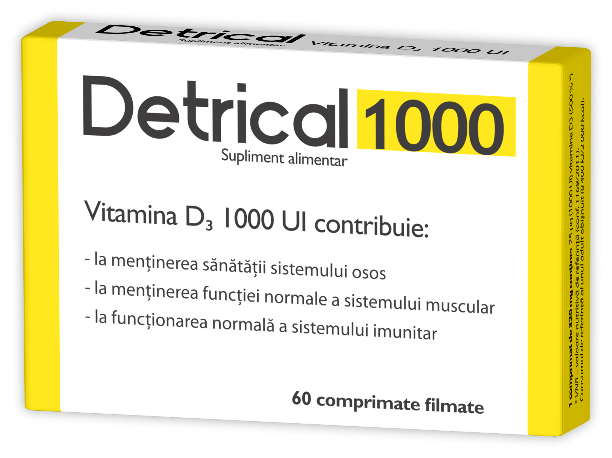 Detrical D3 1000 UI, 60 Comprimate, Zdrovit