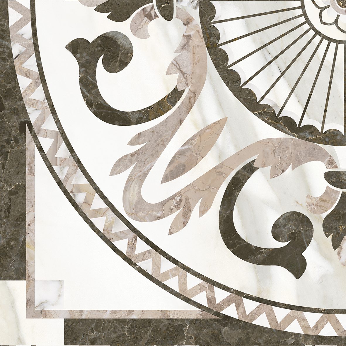 Decor gresie portelanata, 45 × 45 cm, alb, CALACATTA ORO, Cesarom