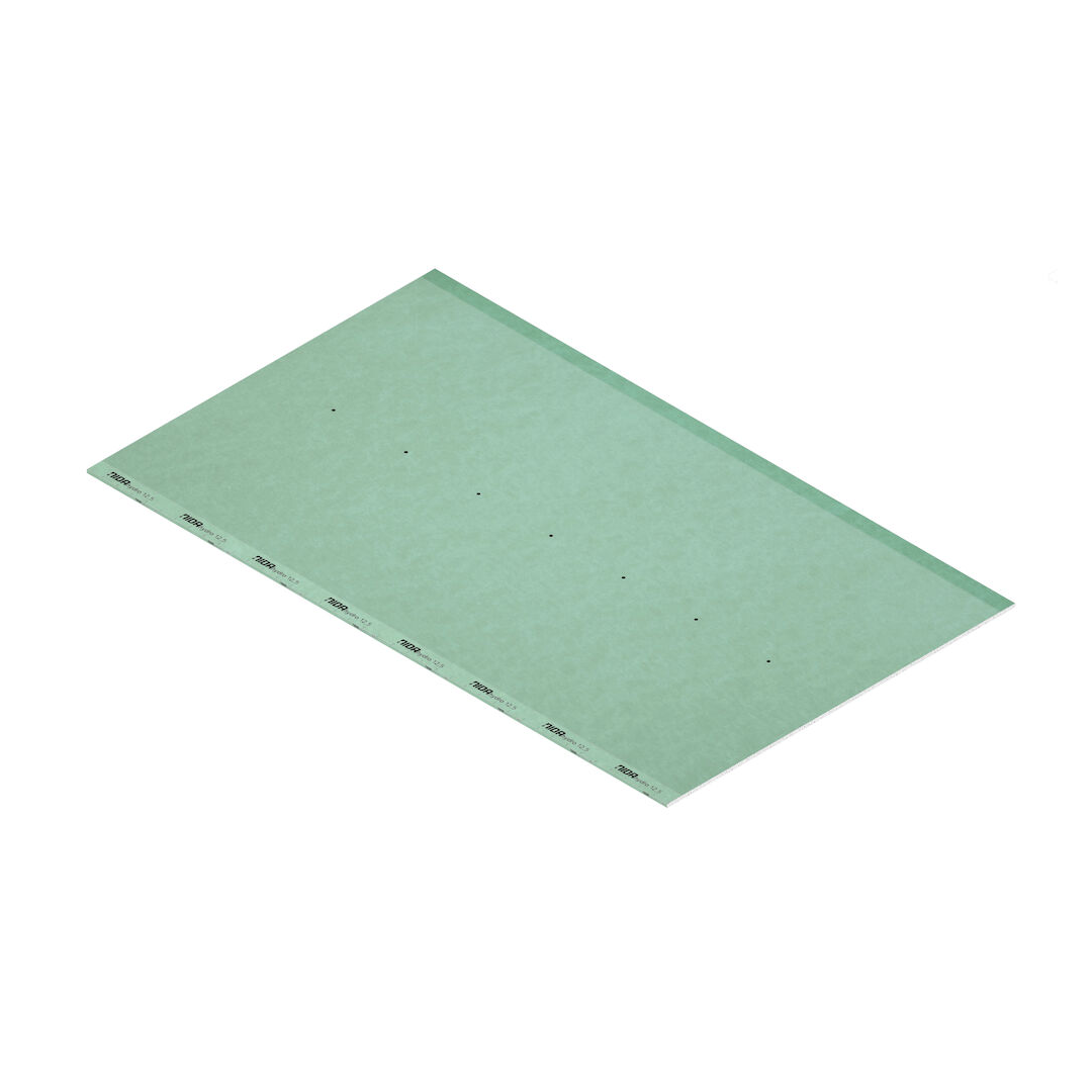 Placa gips-carton aditivata, cu absorbtie redusa a apei in miez, rezistenta la umezeala, 12.5 mm, NIDA Hydro