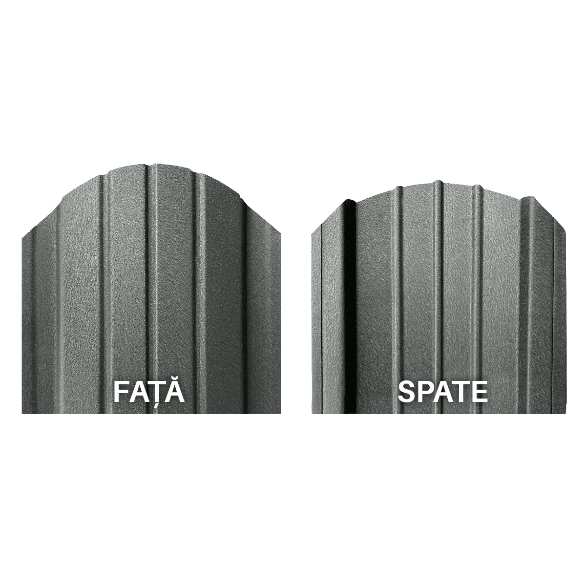 Sipca metalica semirotunda pentru gard, mat-duo, 0,5x120x1750 mm, RAL 7024