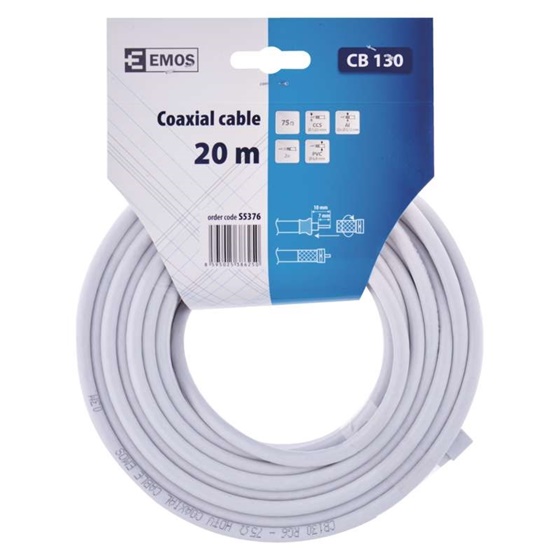 Cabluri electrice si media - CABLU COAXIAL CB130 20M S5376 EMOS, dennver.ro