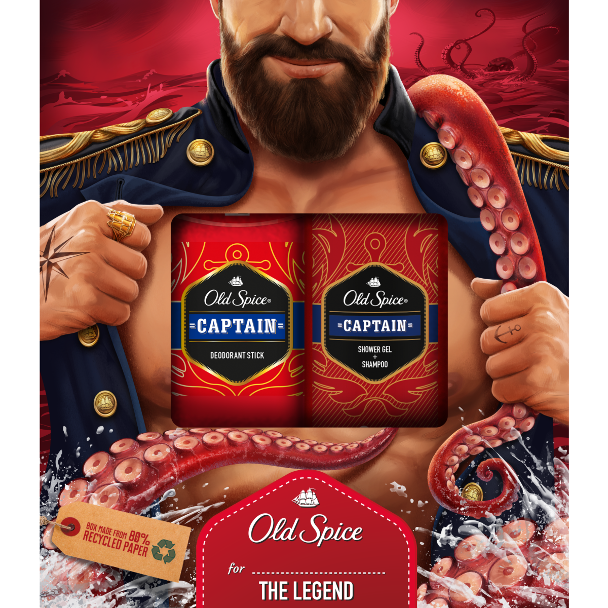 PACHET OLD SPICE CAPTAIN DEO STICK 50ML,GEL DE DUS 250ML