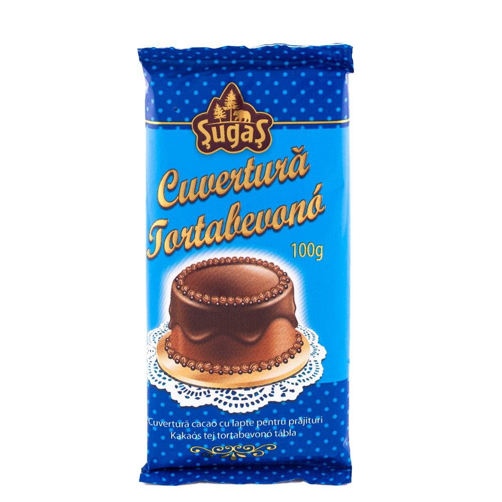 CUVERTURA CACAO CU LAPTE PT.PRAJITURI SUGAS 100G # 20 buc