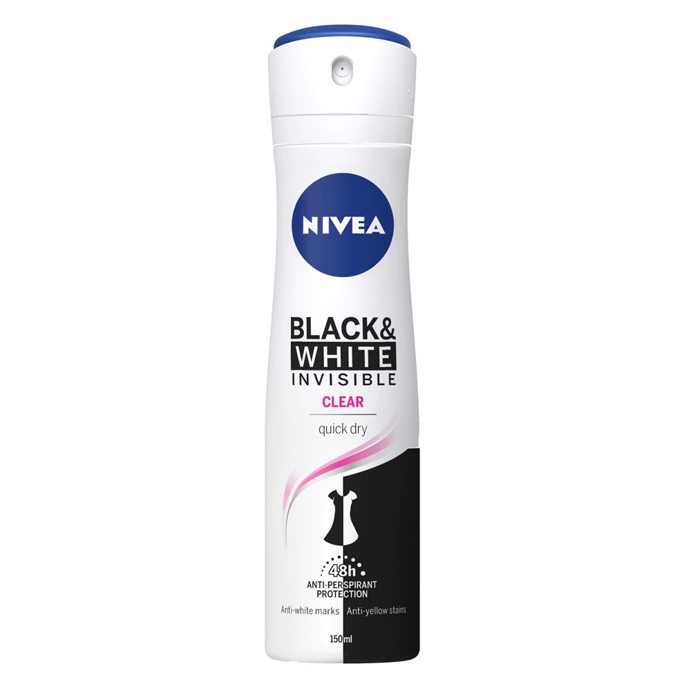 NIVEA DEO SPRAY BLACK&WHITE INVISIBLE CLEAR 150ML-82237 # 6 buc