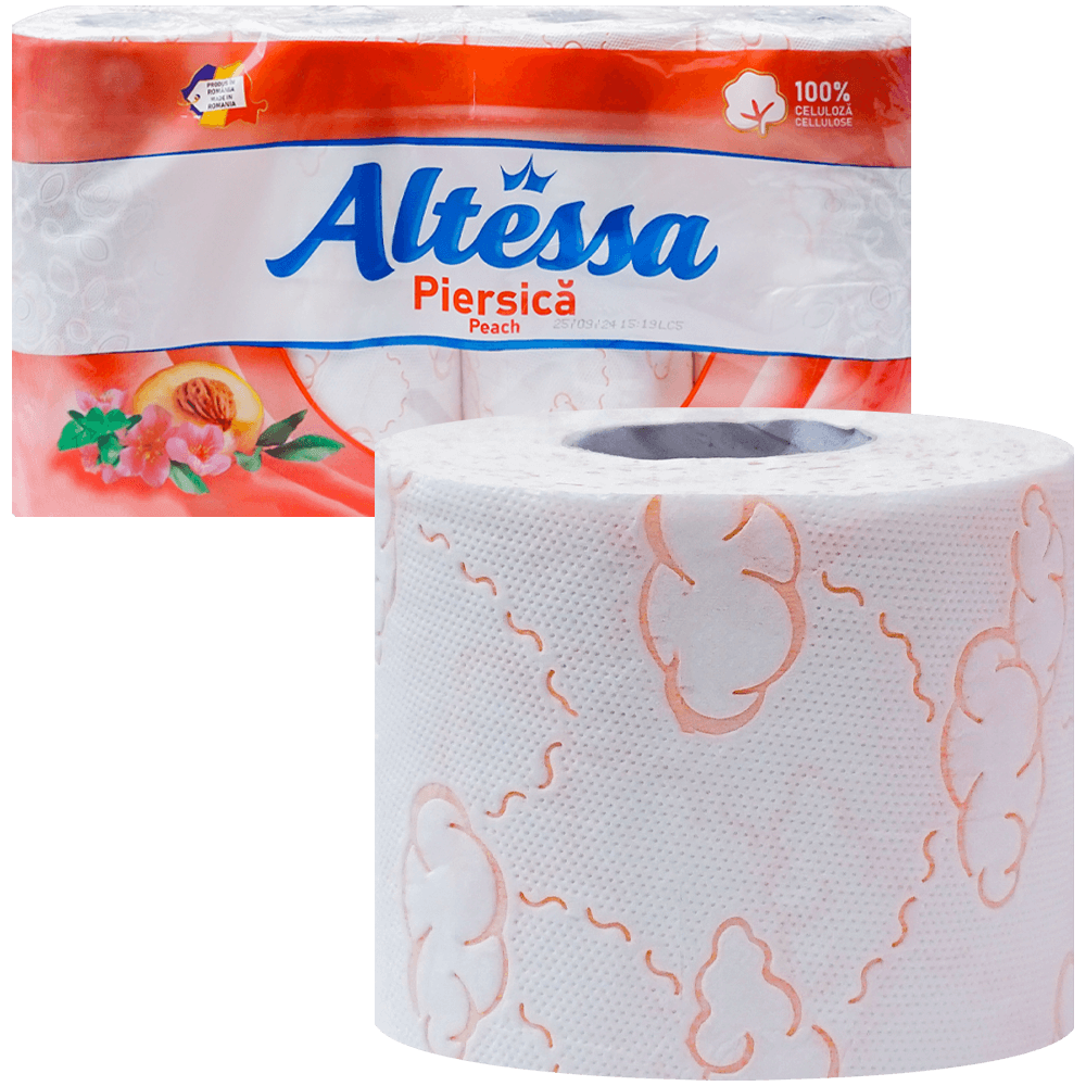 Hartie igienica - ALTESSA PIERSICA HARTIE IGIENICA 3 STR. 10 ROLE/SET, deterlife.ro