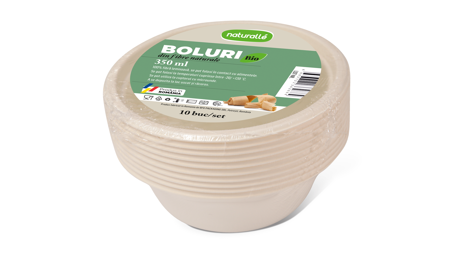 Caserole trestie de zahar - BOL BIO 350 ml WFRB13 MINI-PACKS Naturalle 10 buc/set, deterlife.ro