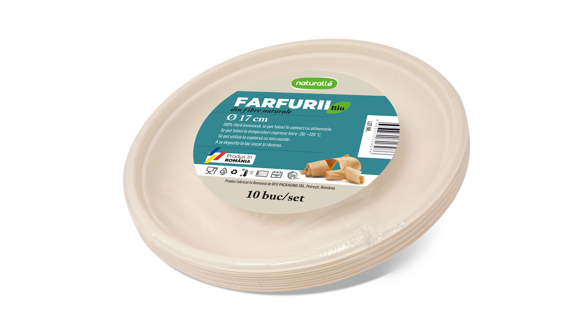 Farfurii si tavite - FARFURIE BIO 17 cm WFRB17-1 MINI-PACKS Naturalle 10 buc/set, deterlife.ro