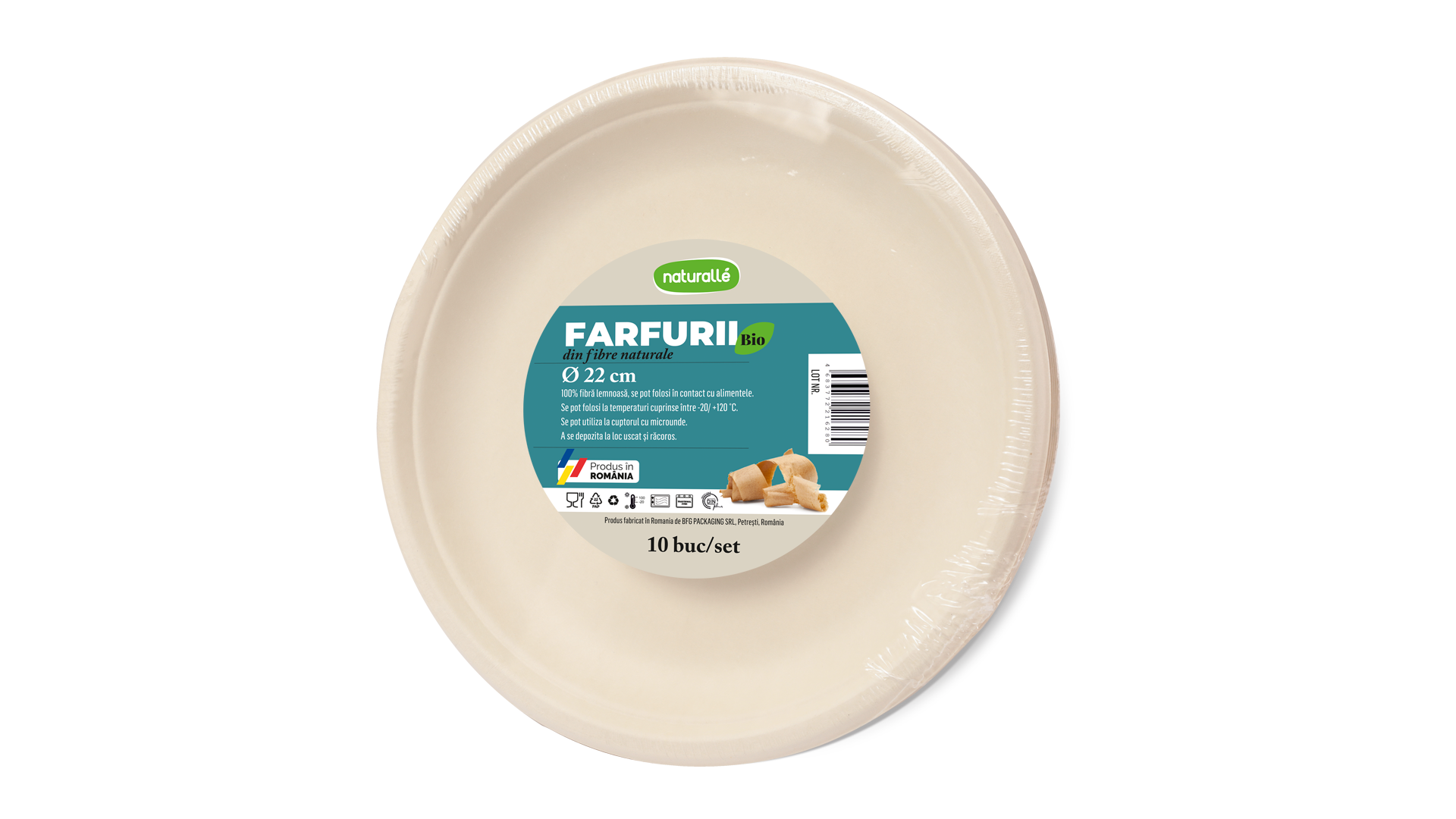Farfurii si tavite - FARFURIE BIO 22 cm WFRB22-1 MINI-PACKS Naturalle 10 buc/set, deterlife.ro