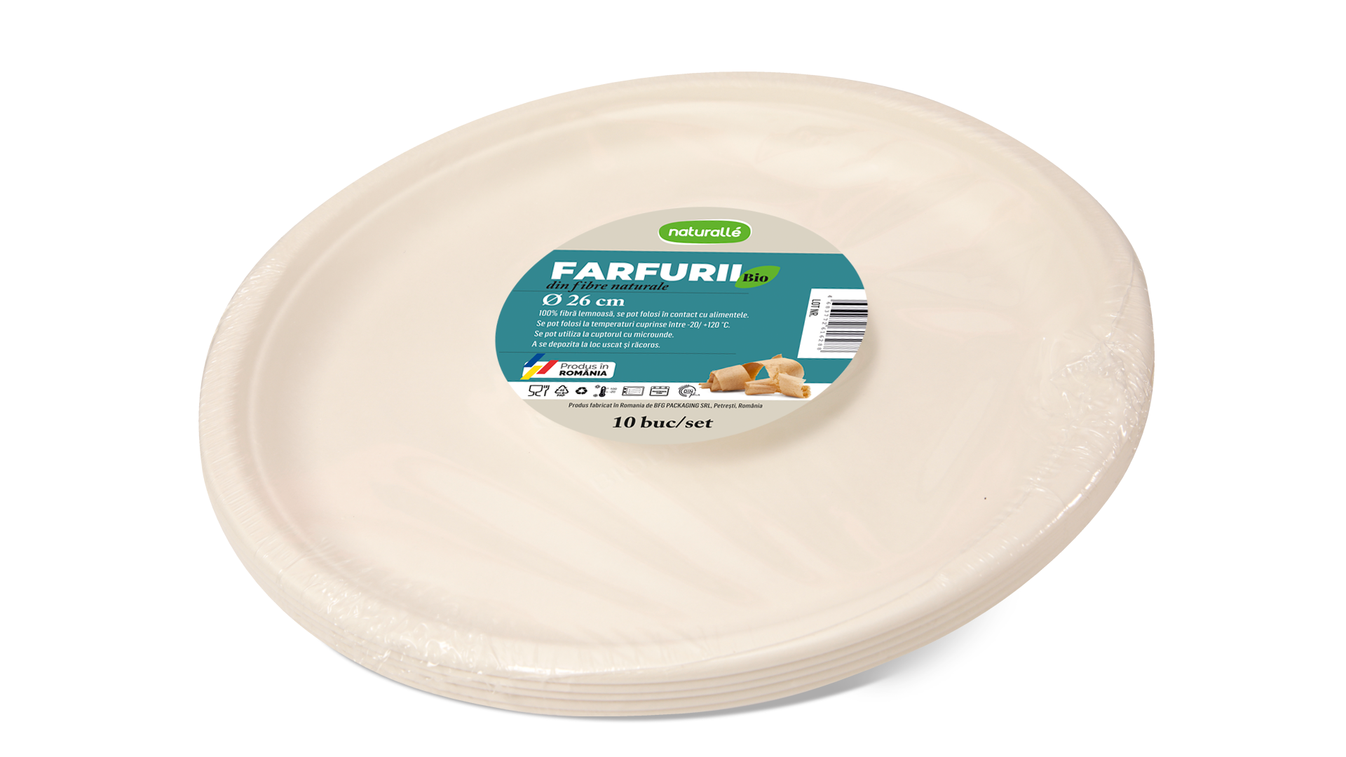 Farfurii si tavite - FARFURIE BIO 26 cm WFRB26-1 MINI-PACKS Naturalle 10 buc/set, deterlife.ro