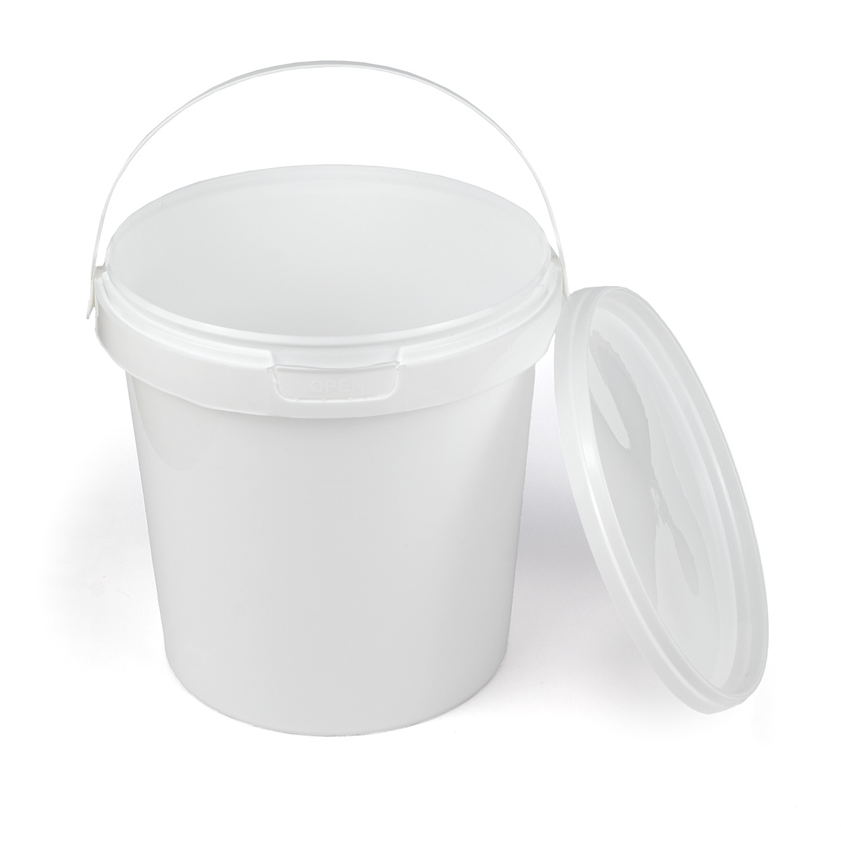 Caserole PET si PP - GALEATA 5 LT ALBA CU MANER SI CAPAC SIGILABIL, deterlife.ro