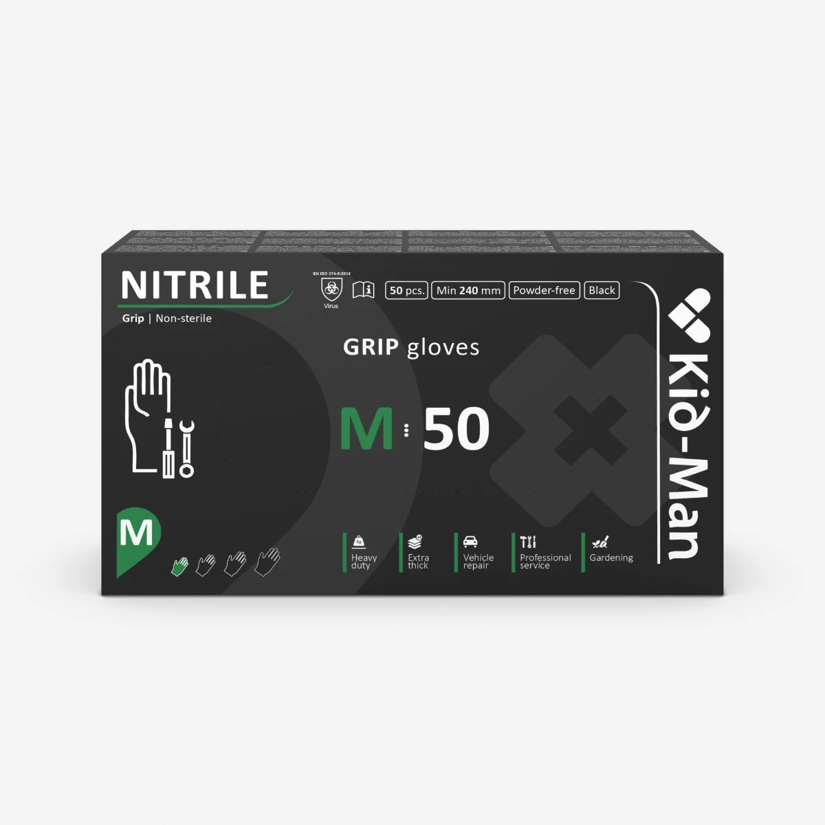 Protectie maini - MANUSI NITRIL KIDMAN GOGRIP NEGRE 50 BUC/SET -  M, deterlife.ro