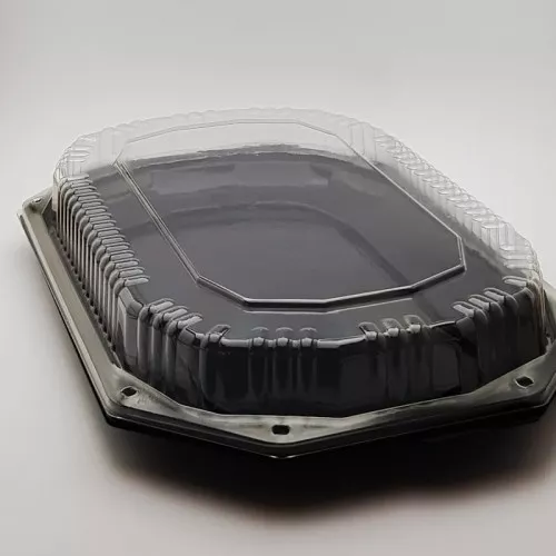 Caserole PET si PP - PLATOU OVAL NEGRU 430 CU CAPAC TRANSPARENT 10 BUC / SET
, deterlife.ro