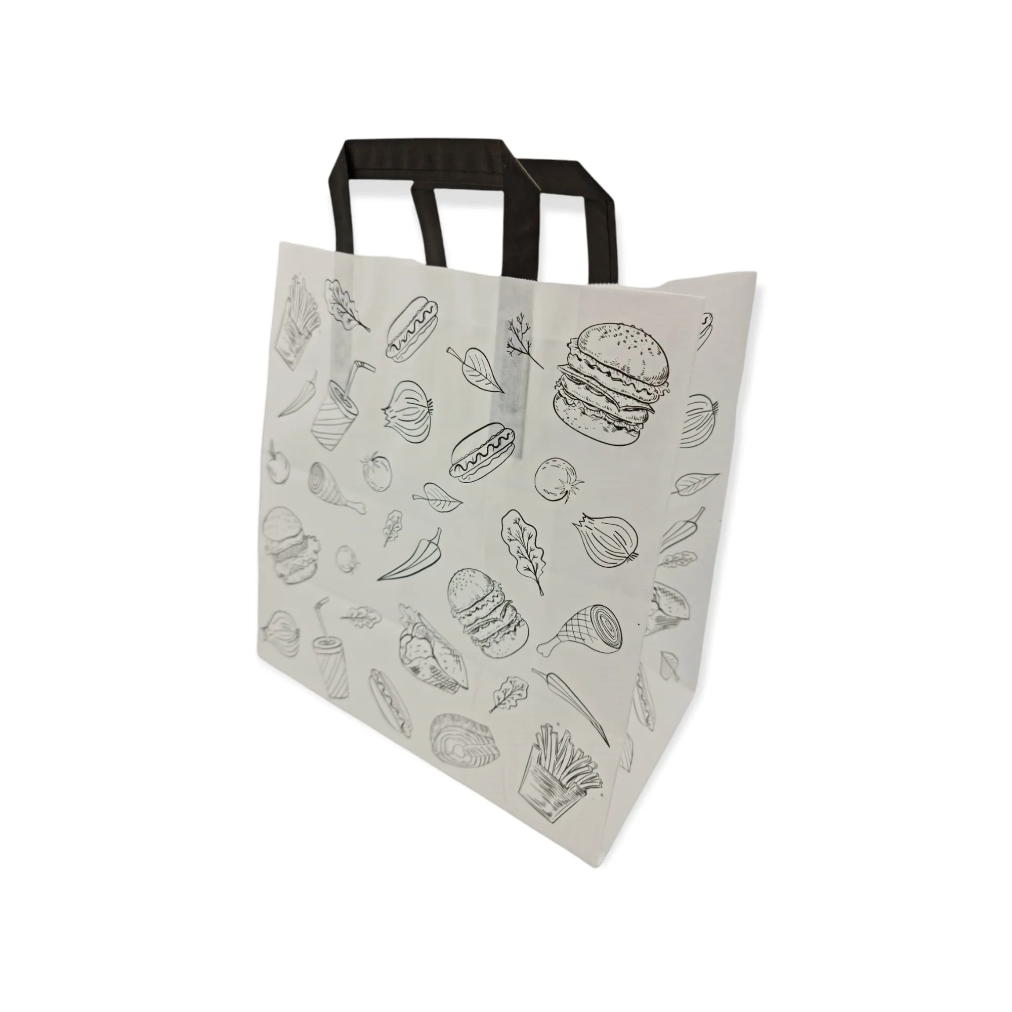 Pungi alimentare - PUNGA HARTIE  MEDIE  CU MANER NEGRU 250 BUC /BAX URBAN, deterlife.ro