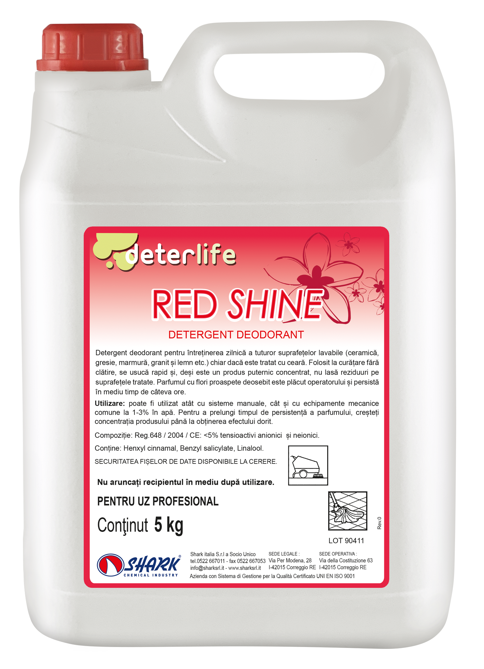 Detergenti ambient - RED SHINE DETERGENT PARDOSELI CU EFECT STRALUCITOR 5 KG SHARK, deterlife.ro
