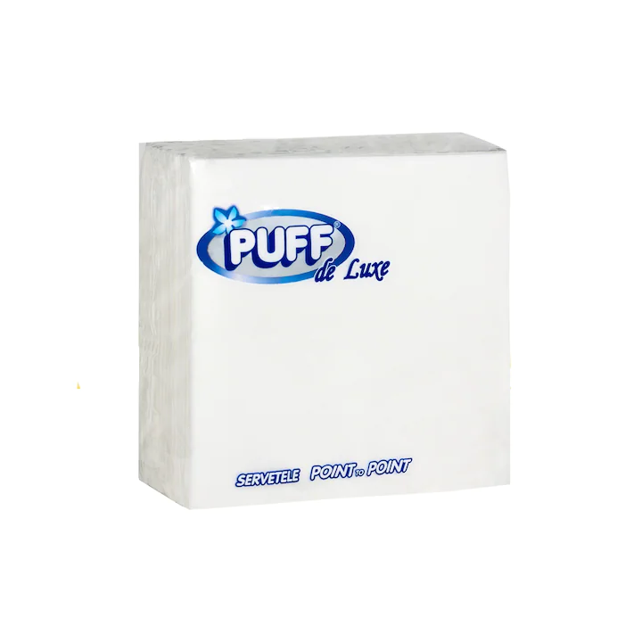 Servetele masa - SERVETELE PUFF EIGHT FOLD 2 STR 33X33 ALB 140 BUC, deterlife.ro