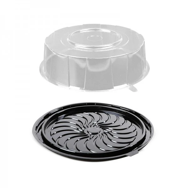 TAVA ROTUNDA TORT 30 CM LARGE L-425 CU CAPAC DECORAT TRANSPARENT L-420 SET 50 BUC, [],deterlife.ro