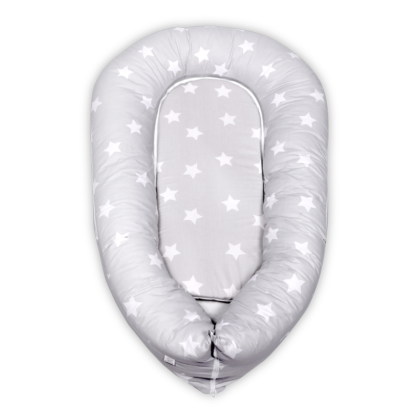 Perne si paturici - Baby Nest 3in1, 110x70x15 cm, husa bumbac ranforce, Grey, bebelorelli.ro