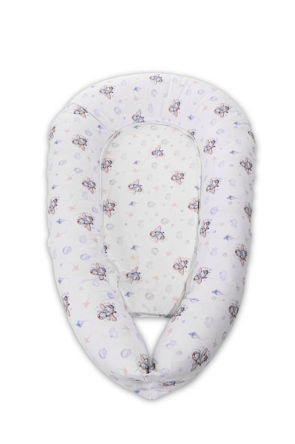 Lichidare de Stoc - Baby Nest 3in1, 110x70x15 cm, husa bumbac ranforce, Planes Blue, bebelorelli.ro