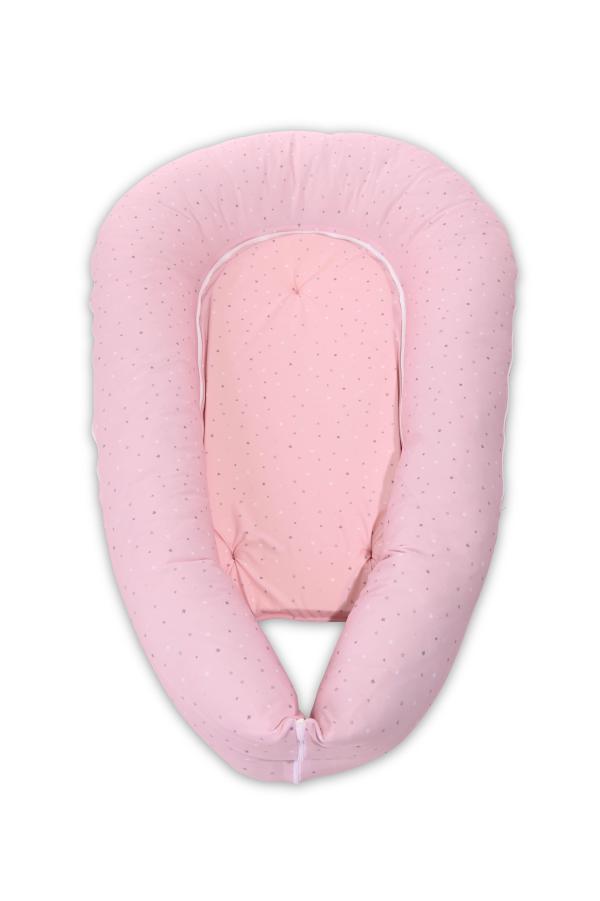 Perne si paturici - Baby Nest 3in1, 110x70x15 cm, husa bumbac ranforce, Pink Sky, bebelorelli.ro