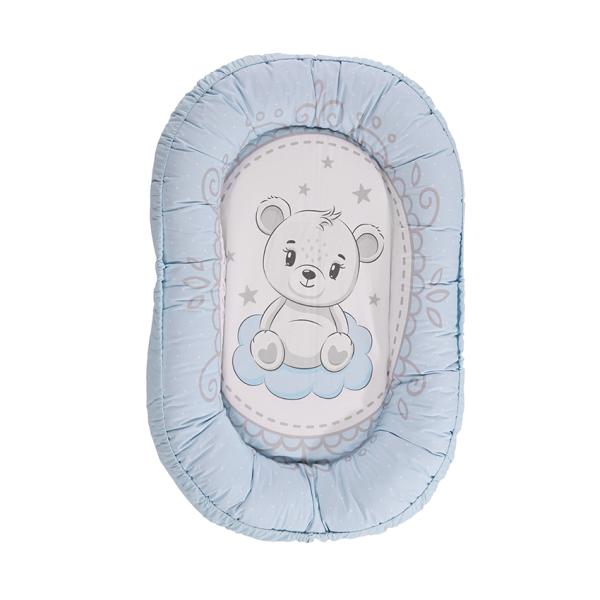 Perne si paturici - Baby Nest, 92 x 58 cm, bumbac ranforce, Little Bear Blue, bebelorelli.ro