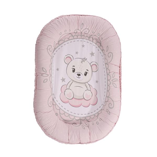 Perne si paturici - Baby Nest, 92 x 58 cm, bumbac ranforce, Little Bear Pink, bebelorelli.ro