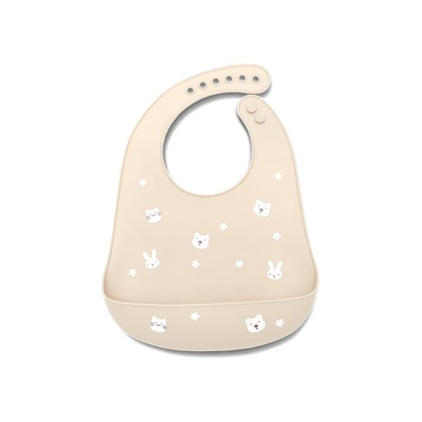 Bavete - Baveta din silicon cu buzunar frontal, reglabila, 6 luni+, Beige, bebelorelli.ro