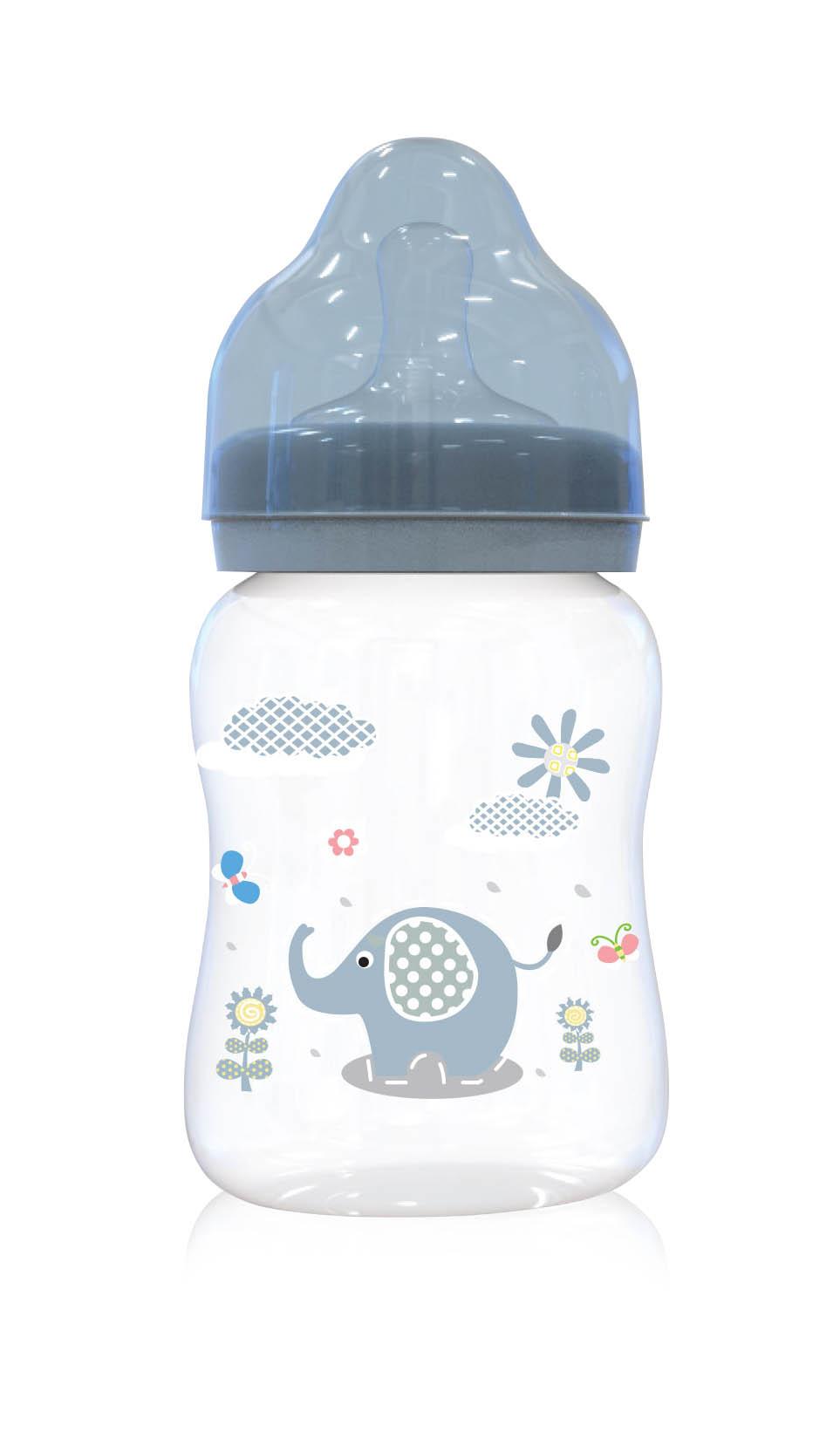 Biberoane - Biberon cu gat larg 250 ml Animalute, Blue, bebelorelli.ro