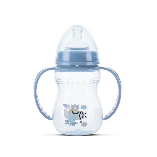 Biberoane, tetine si accesorii - Biberon cu manere, My Friend, tetina moale din silicon, 0 luni+, 250 ml, Airy Blue, bebelorelli.ro