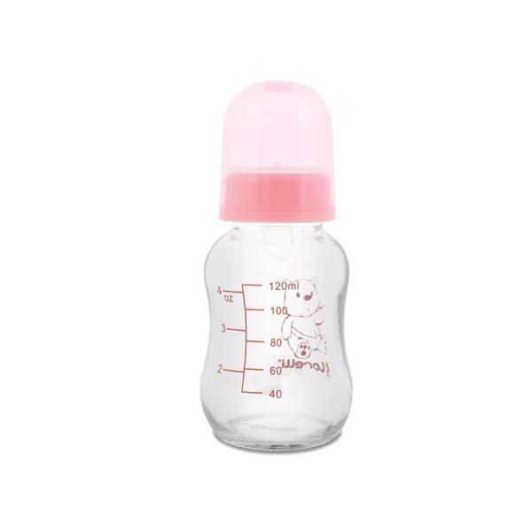 Biberoane - Biberon din sticla cu capac, 120 ml, Blush Pink, bebelorelli.ro