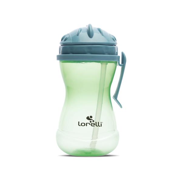 Biberoane, tetine si accesorii - Biberon sport cu clips lateral, cu pai moale si flexibil, capac de protectie rotativ, 360 ml, Blue Green, bebelorelli.ro