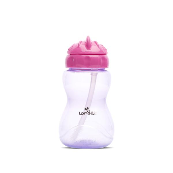 Biberon sport, cu pai moale si flexibil, capac de protectie rotativ, 275 ml, Pink Purple