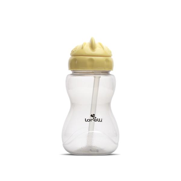 Biberoane, tetine si accesorii - Biberon sport, cu pai moale si flexibil, capac de protectie rotativ, 275 ml, Yellow Grey, bebelorelli.ro