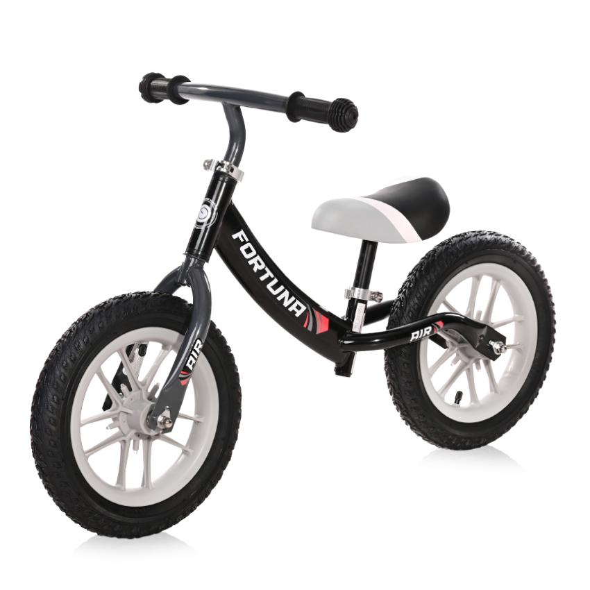 Biciclete - Bicicleta de echilibru, Fortuna Air, 2-5 Ani, 12 inch, anvelope cu camera, jante cu leduri, Black & Grey, bebelorelli.ro