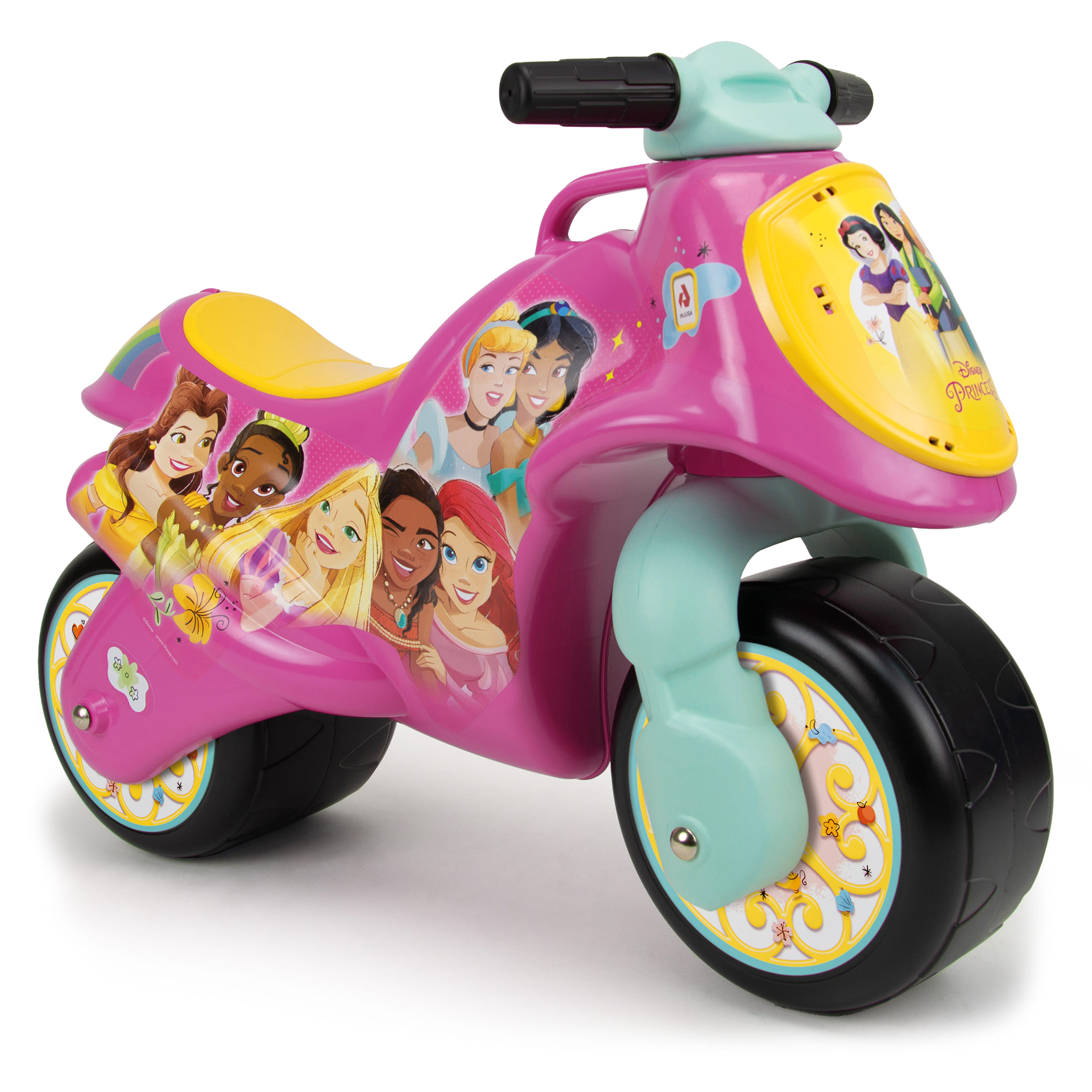 Biciclete - Moto Ride-on Neox fara pedale pentru copii, Injusa, licenta Disney, Princess, 18-36 luni, Roz cu Verde, bebelorelli.ro