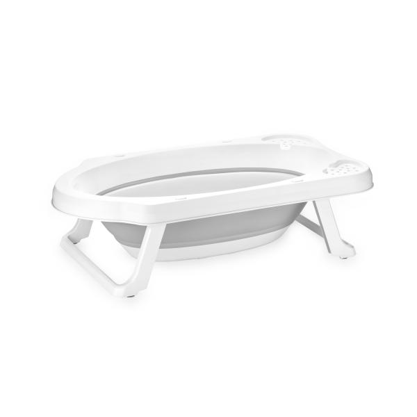Cadite si suporturi cadite - Cadita pliabila pentru bebelusi, 82 cm, cu dop de scurgere, Nordic Grey, bebelorelli.ro